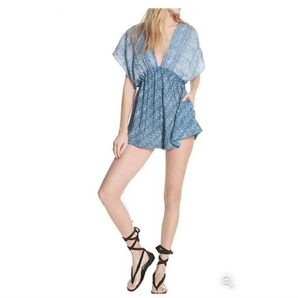 Free People Arizona Printed Deep V-Neck Playsuit